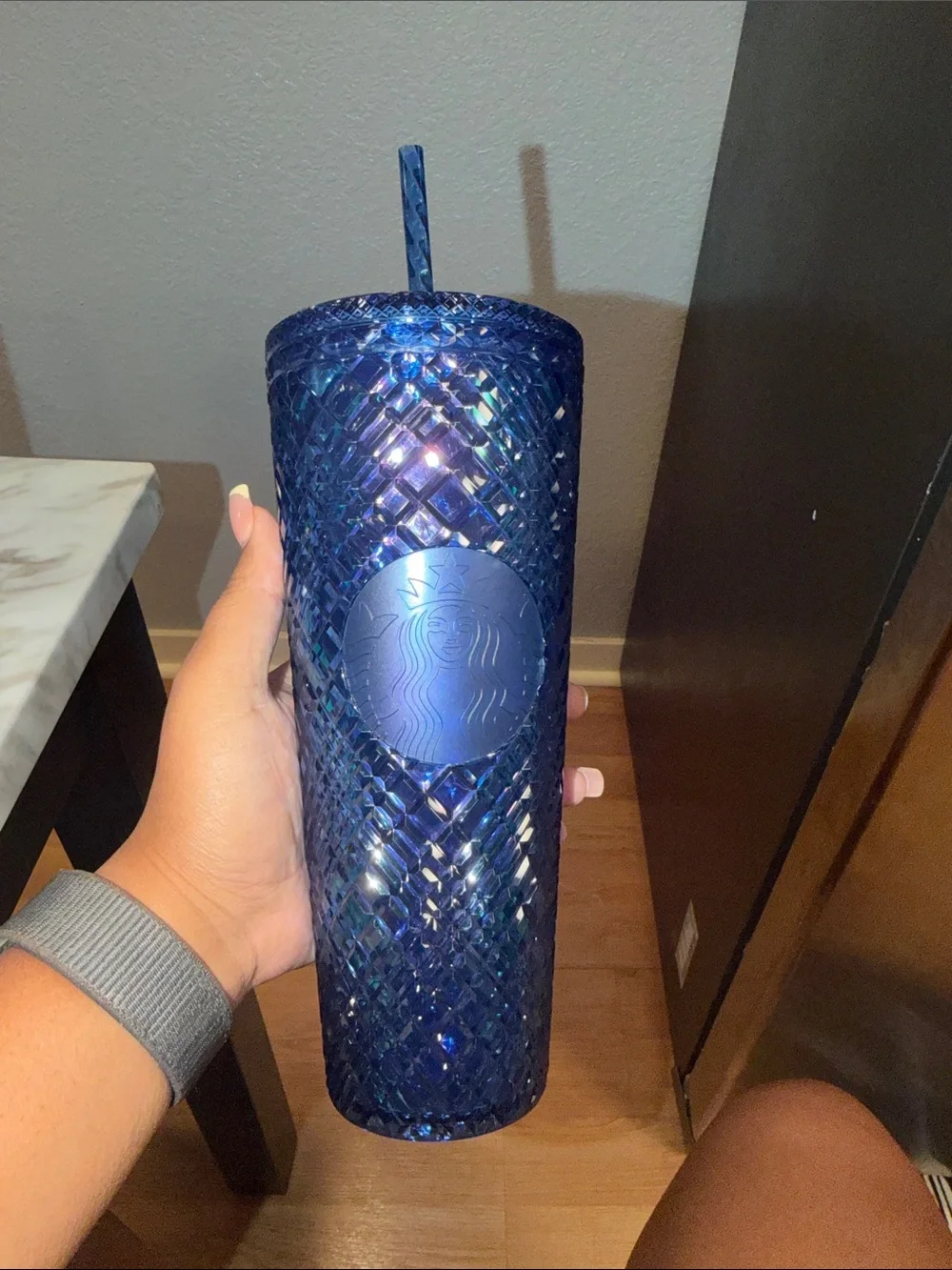 Starbucks 22 azure blue iridescent jeweled 24oz